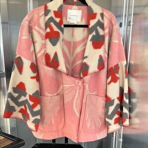 Anthropologie Pink and Red Patterned Cape
